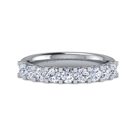 Gabriel - 14K White Gold Round 9 Stone Diamond Anniversary Band