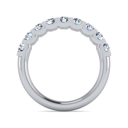 14K White Gold Round 9 Stone Diamond Anniversary Band