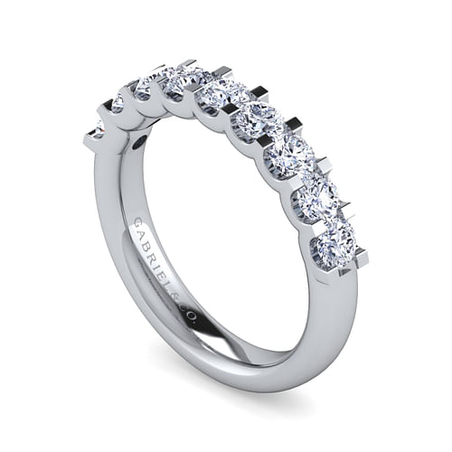 14K White Gold Round 9 Stone Diamond Anniversary Band