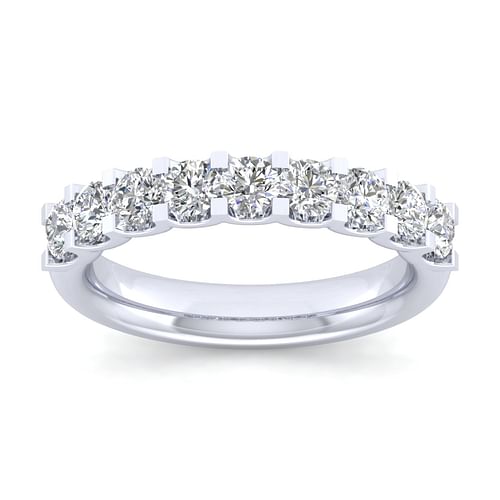 14K White Gold Round 9 Stone Diamond Anniversary Band