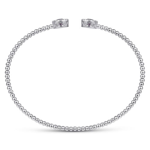 14K White Gold Round Amethyst and Diamond Halo Bujukan Bangle
