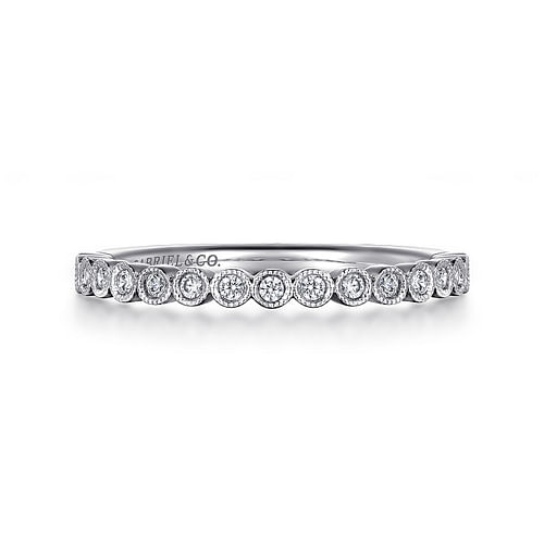 14K White Gold Round Bezel Set Diamond Anniversary Band