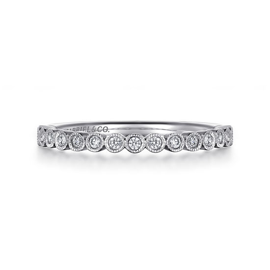 Gabriel - 14K White Gold Round Bezel Set Diamond Anniversary Band