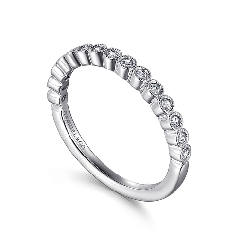 14K White Gold Round Bezel Set Diamond Anniversary Band