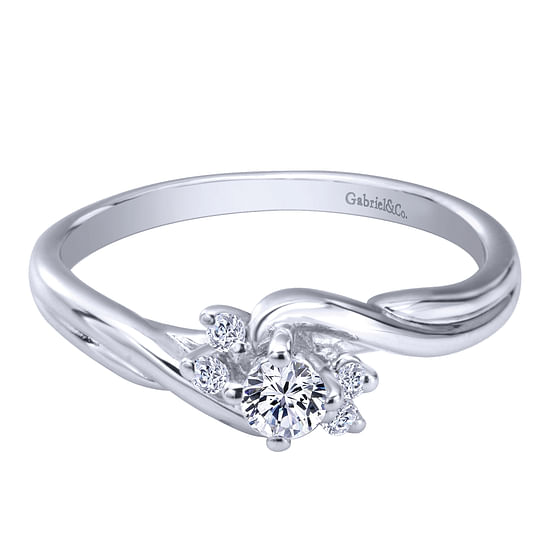 Gabriel - 14K White Gold Round Bypass Complete Diamond Engagement Ring