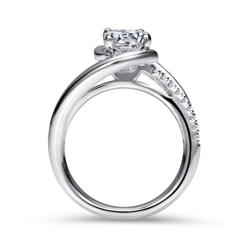 14K White Gold Round Bypass Diamond Engagement Ring