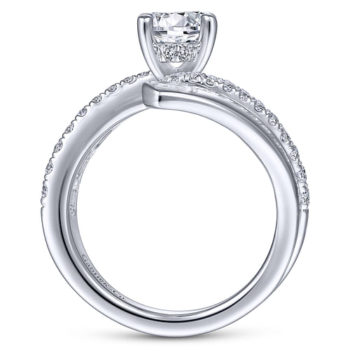 14K White Gold Round Bypass Diamond Engagement Ring
