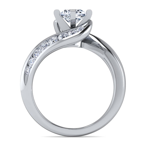 14K White Gold Round Bypass Diamond Engagement Ring