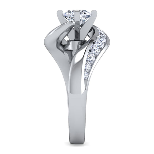 14K White Gold Round Bypass Diamond Engagement Ring