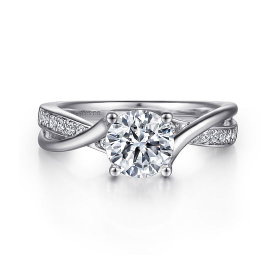 Gabriel - 14K White Gold Round Bypass Diamond Engagement Ring