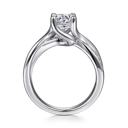 14K White Gold Round Bypass Diamond Engagement Ring