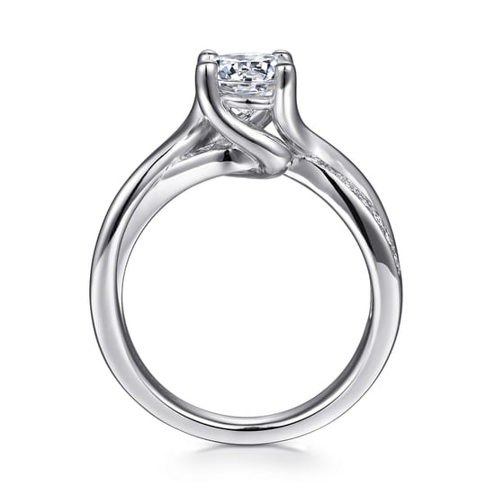 14K White Gold Round Bypass Diamond Engagement Ring angle 2