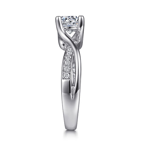 14K White Gold Round Bypass Diamond Engagement Ring