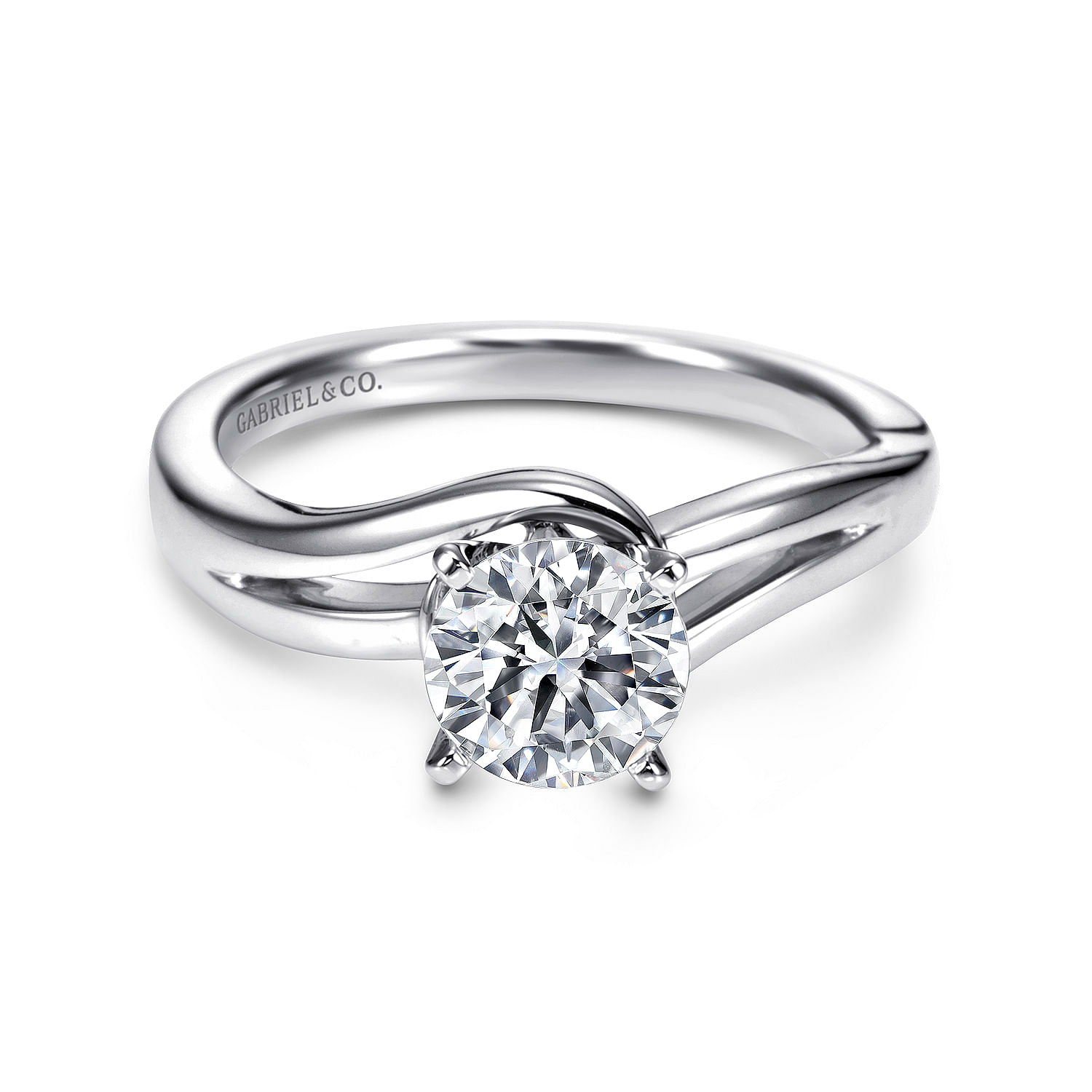 Gabriel - 14K White Gold Round Bypass Diamond Engagement Ring