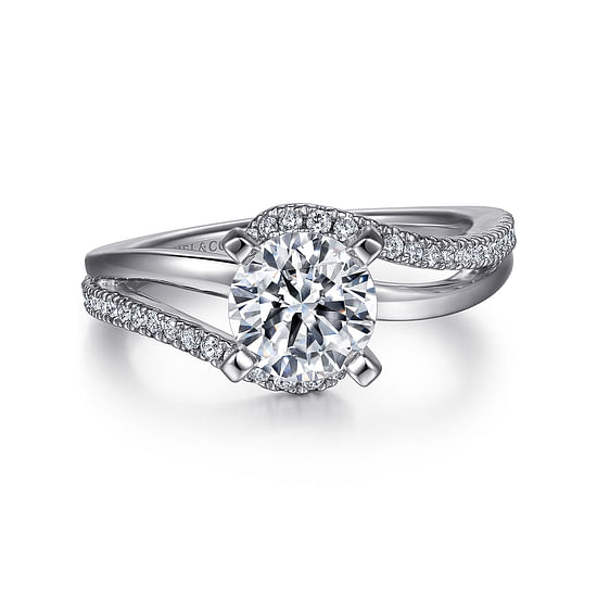 Gabriel - 14K White Gold Round Bypass Diamond Engagement Ring