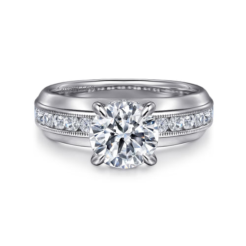 14K White Gold Round Channel Set Diamond Engagement Ring
