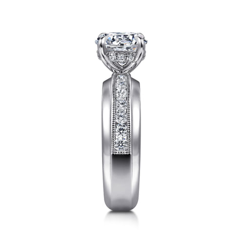 14K White Gold Round Channel Set Diamond Engagement Ring
