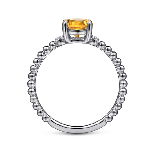 14K White Gold Round Citrine and Diamond Bujukan Promise Ring