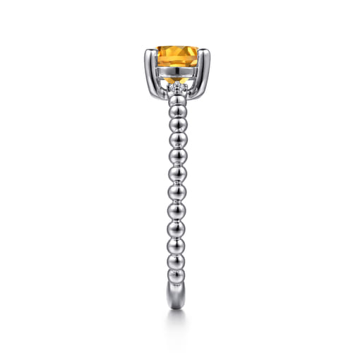 14K White Gold Round Citrine and Diamond Bujukan Promise Ring