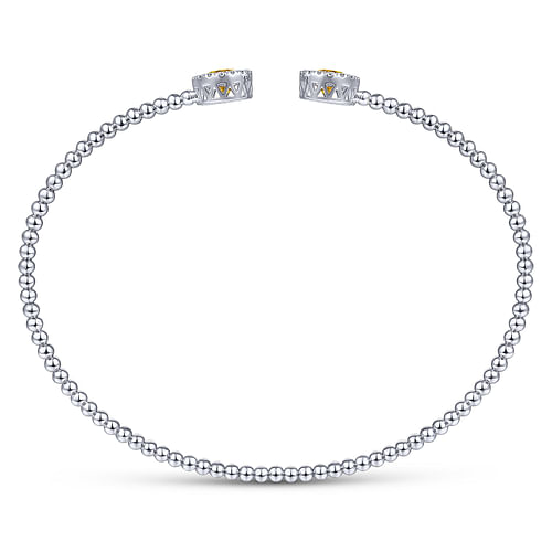 14K White Gold Round Citrine and Diamond Halo Bujukan Bangle