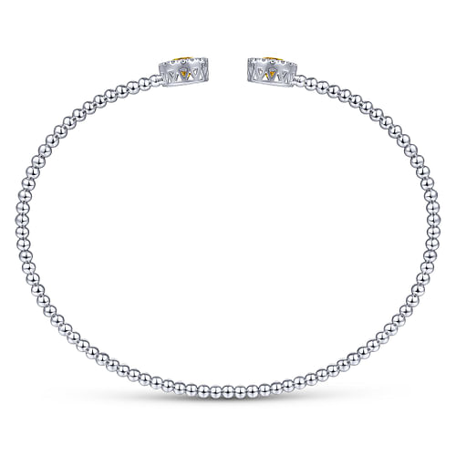 14K White Gold Round Citrine and Diamond Halo Bujukan Bangle