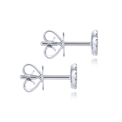 14K White Gold Round Cluster Diamond Stud Earrings