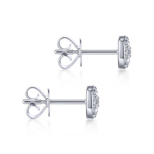 14K White Gold Round Cluster Diamond Stud Earrings