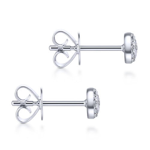 14K White Gold Round Cluster Diamond Stud Earrings