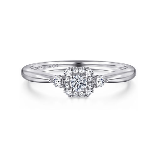 14K White Gold Round Complete Diamond Engagement Ring