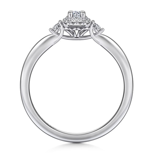 14K White Gold Round Complete Diamond Engagement Ring