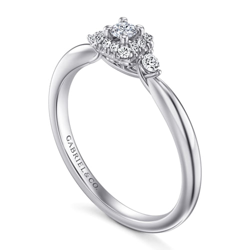 14K White Gold Round Complete Diamond Engagement Ring