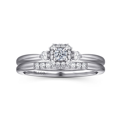 14K White Gold Round Complete Diamond Engagement Ring