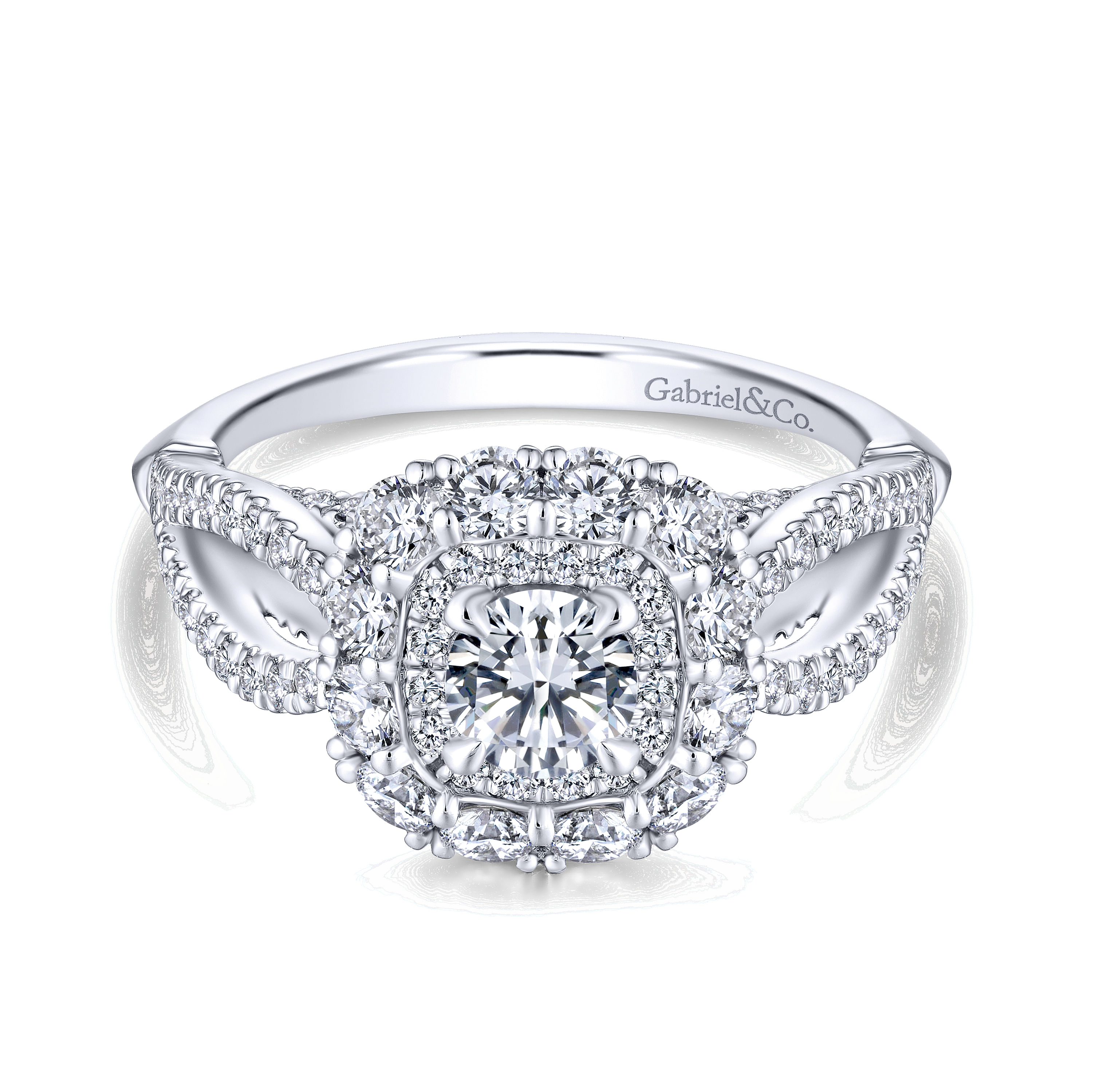Gabriel - 14K White Gold Round Complete Diamond Engagement Ring