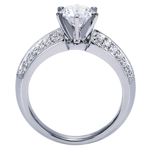 14K White Gold Round Complete Diamond Engagement Ring