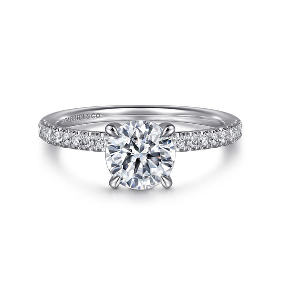 Gabriel - 14K White Gold Round Cut Diamond Engagement Ring
