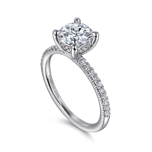 14K White Gold Round Cut Diamond Engagement Ring