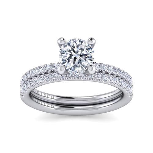 14K White Gold Round Cut Diamond Engagement Ring