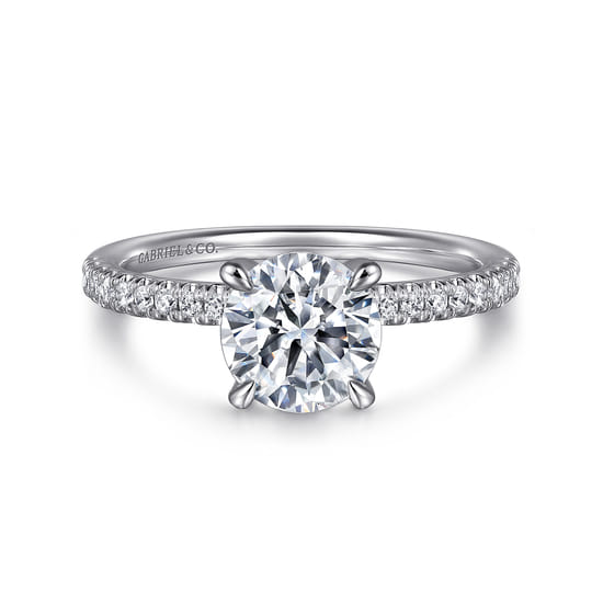 Gabriel - 14K White Gold Round Cut Diamond Engagement Ring