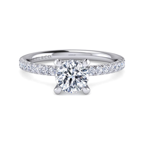 14K White Gold Round Cut Diamond Engagement Ring