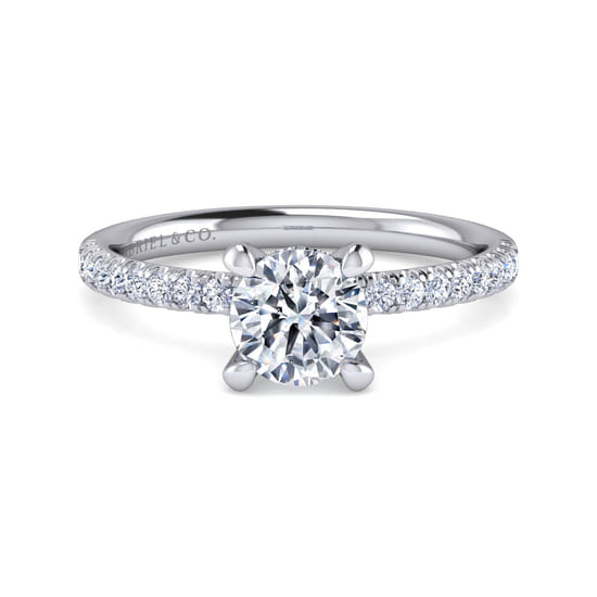 Gabriel - 14K White Gold Round Cut Diamond Engagement Ring