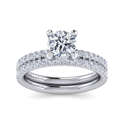 14K White Gold Round Cut Diamond Engagement Ring