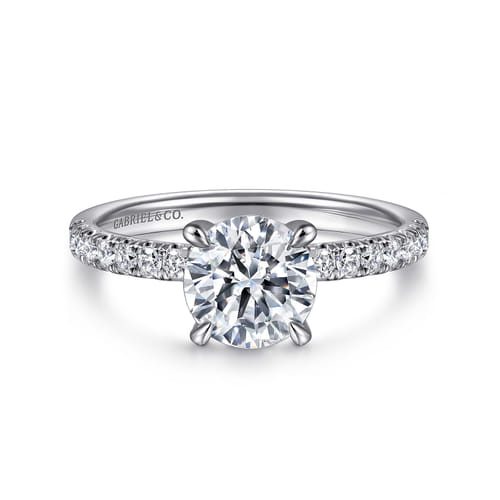 14K White Gold Round Cut Diamond Engagement Ring