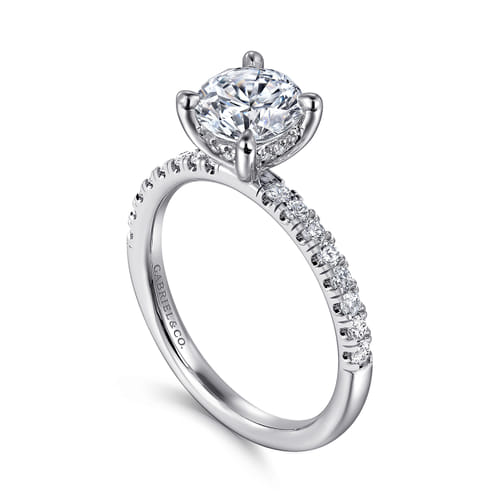 14K White Gold Round Cut Diamond Engagement Ring