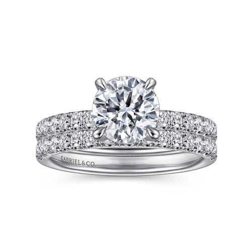 14K White Gold Round Cut Diamond Engagement Ring