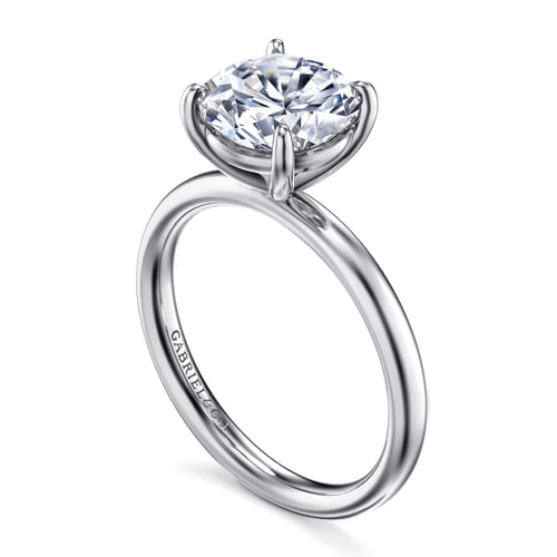 14K White Gold Round Cut Solitaire Diamond Engagement Ring