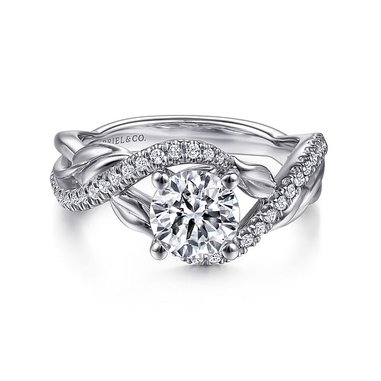 Gabriel - 14K White Gold Round Diamond Bypass Engagement Ring