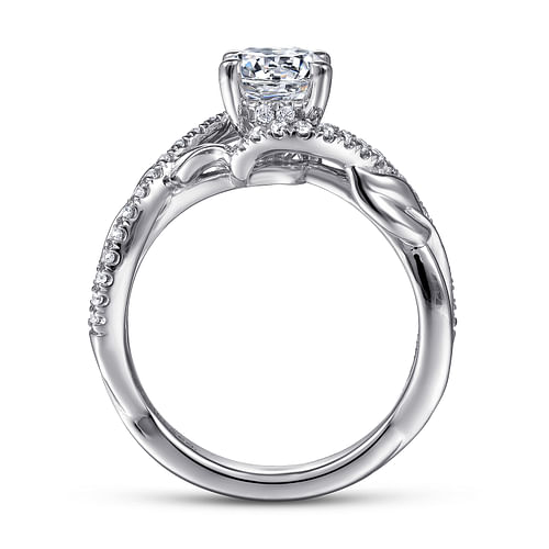 14K White Gold Round Diamond Bypass Engagement Ring