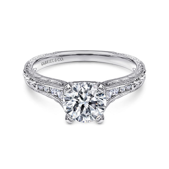 Gabriel - 14K White Gold Round Diamond Channel Set Engagement Ring