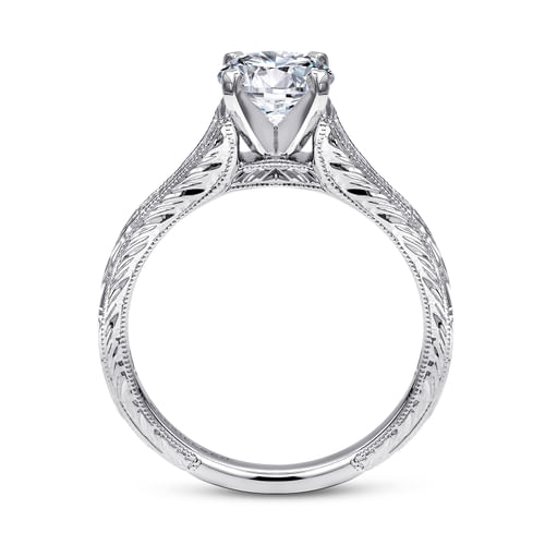14K White Gold Round Diamond Channel Set Engagement Ring