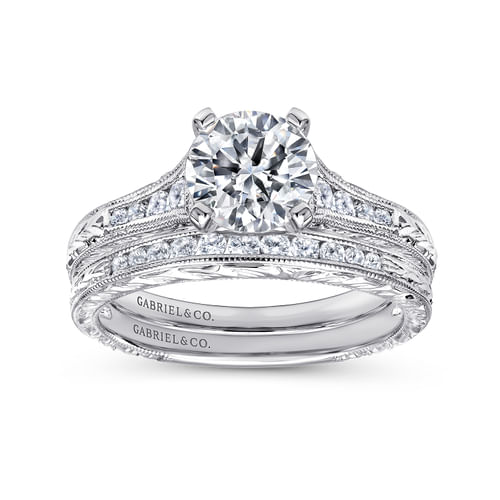 14K White Gold Round Diamond Channel Set Engagement Ring